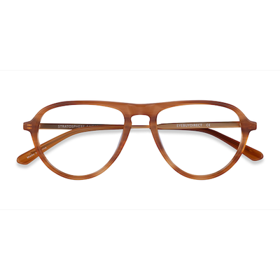 Male s aviator Brown Striped Matte Gold Acetate,Metal Prescription eyeglasses - Eyebuydirect s Stratosphere