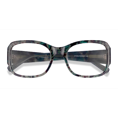 Female s rectangle Green Floral Acetate Prescription eyeglasses - Eyebuydirect s Viola
