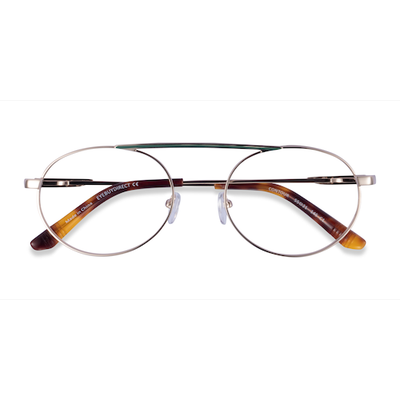 Unisex s aviator Light Gold Metal Prescription eyeglasses - Eyebuydirect s Contour