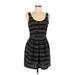 BCBGeneration Casual Dress - A-Line Scoop Neck Sleeveless: Black Stripes Dresses - Women's Size 6