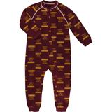 Toddler Burgundy Washington Commanders Allover Print Raglan Full-Zip Sleeper