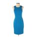 Trina Turk Casual Dress - Sheath High Neck Sleeveless: Blue Print Dresses - Women's Size 2