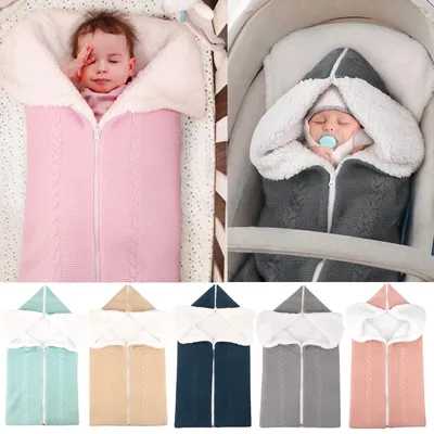 Sacs de couchage d'hiver pour bébé couverture doublée en peluche pour poussette de nouveau-né