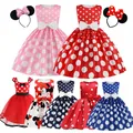 2024 Säuglings mädchen Minnie Mickey Kleid Kleinkind Kinder Sommer Kostüm Polka Dot Print Kleidung