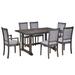 Grey Weathered Grey 7-Piece Solid Wood Trestle Dining Table Set with Upholstered Chairs