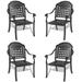 Stacking Patio Dining Armchair with Cushion In Random Colors (Set of 4)