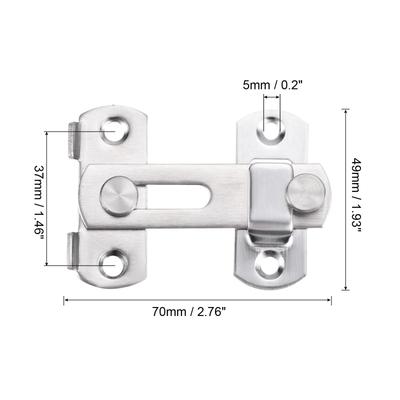 2.8" x 1.9" Door Latch, Flip Gate Latch Stainless Steel for Door, Silver