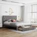 81" Storage Bed Velvet Upholstered Platform Bed with Large Drawer Full Wooden Frame Elegant Style