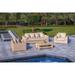 Anna Lux 4-Piece Patio Extra Deep Seating Wicker Aluminum Frame Conversation Set with Wood Coffee Table in White & Grey