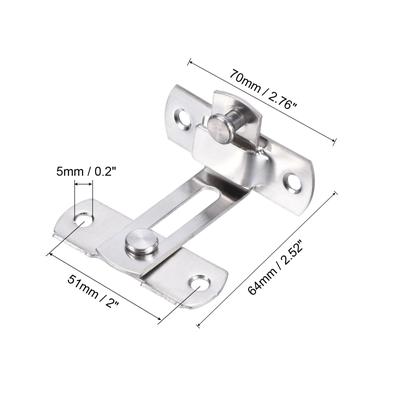 2.5" x 2.8" Door Latch, Right Angle Large Flip Gate Latch for Door, Silver