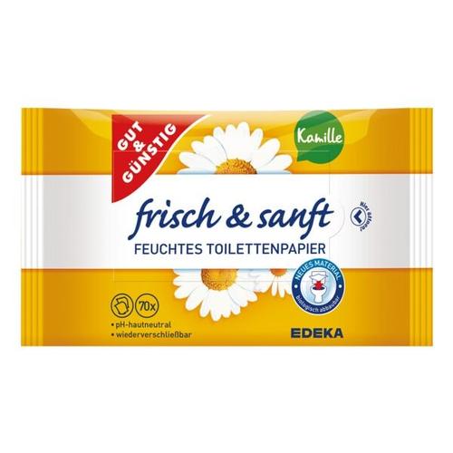 2er-Pack feuchtes Toilettenpapier Kamille »frisch & sanft« 2x70ST, Gut und Günstig