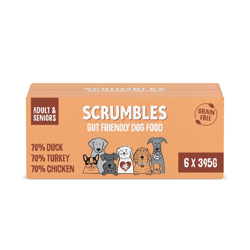 12x395g Chicken, Duck, Turkey Variety Pack Grain Free Scrumbles Wet Dog Food