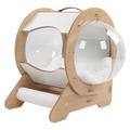 Wooden Cat Bed Capsule with Scratching Post,Breathable Transparent Indoor Cat House for 4 Seasons