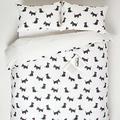 HOMESCAPES White Cotton Duvet Cover Set Single Digitally Printed Scottie Dog Design on 200TC 400 Thread Count Equivalent 100% Cotton