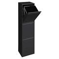 ARREGUI Basic CR306-B Recycling Waste Bin Made of Steel, Waste Separation System with 3 Removable Plastic Inner Bins with Handle, 3 x 17 L (51 L), Black, 3 Inner Buckets