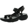 Naturalizer Womens Black 1" Platform Asymmetrical Flores Round Toe Wedge Sandals 6.5