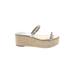 Marc Fisher Wedges: Slip-on Platform Boho Chic Ivory Print Shoes - Women's Size 7 1/2 - Open Toe