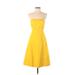 J.Crew Cocktail Dress - A-Line: Yellow Solid Dresses - Women's Size 2 Petite