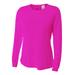 A4 NW3002 Athletic Women's Long Sleeve Cooling Performance Crew Shirt in Fuchsia size Large | Polyester A4NW3002