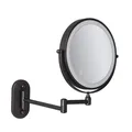 8 Inch Black Wall Mounted Makeup LED Mirror 3X-10X Magnifying USB Charing Double Side Bathroom Smart