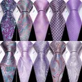 Exquisite Tie For Men Luxury Lilac Purple Paisley Necktie Handkerchief Cufflink Set Groom Wedding