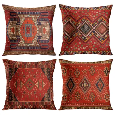 Roter marokkanischer Ethno-Stil, kurzer Plüsch-Kissenbezug, Sofakissenbezug, Heimdekoration, kann Image