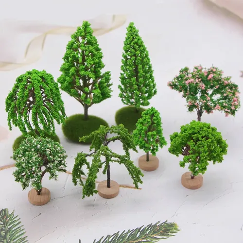 1Pcs Mini Diorama Mixed Tree Set Landschaft Landschaft Modell Miniatur Wald Eisenbahn Kiefer
