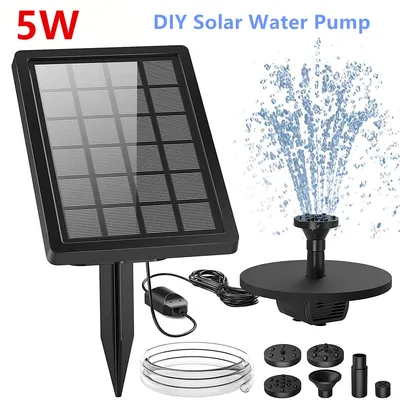 5W Solar Powered Wasser Brunnen DIY Solar Wasserpumpe für Vogel Bad mit 4 Düsen, solar Powered Vogel Bad Brunnen Hof