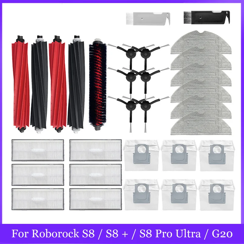 Haupt bürste Seiten bürste für Roborock S8 / S8 / S8 Pro Ultra / G20 Doppel walzen Silikon Roboter Staubsauger Teil Zubehör Image