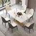 Rectangle Dining Table Faux Marble Tabletop Sintered Stone Panel with Stainless Steel Pedestal