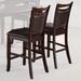 Mid-Century Modern Counter Height Chairs with Padded Fabric Seats and Curved Back Design, Set of 2, Dark Brown