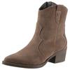 Cowboy Stiefelette TAMARIS, Damen, Gr. 37, braun, Veloursleder, unifarben, modisch, Schuhe Cowboyboots Cowboy-Stiefelette Stiefelette, Blockabsatz, Festival, Western-Boots mit modischen Kontrastnähten