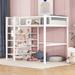 Twin Size Metal Loft Bed Metal Platform Twin Bed Frame with 4-Tier Shelves Headboard and Storage Design for Your Children
