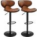 Yaheetech Vintage Bar Stool Set 2pcs Metal Upholstered Swivel Bar Chair, Retro Brown - 19″ L × 21″ W × 34-42.5″ H