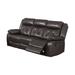 Nuna 88 Inch Power Reclining Sofa, Manual Pull Tab, Dark Brown Faux Leather