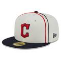 Men's New Era Cream/Navy Cleveland Guardians Chrome Sutash 59FIFTY Fitted Hat