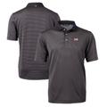 Men's Cutter & Buck Black Big 12 Gear Virtue Eco Pique Micro Stripe Recycled Polo