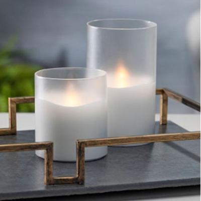 Frosted Glass LED Flameless Candle White, Large, White