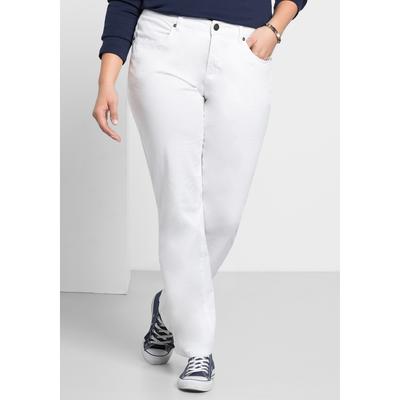 Stretch-Hose SHEEGO "Große Größen", Damen, Gr. 112, Langgrößen, weiß, Obermaterial: 97% Baumwolle, 3% Elasthan, unifarben, sportlich, lang, Hosen 5-Pocket-Hose, elastische Twill-Qualität Image