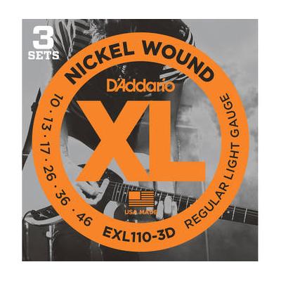 D'Addario EXL110 Regular Light Multi-Pack XL Nickel Wound Electric Guitar Strings (6- EXL110-3D