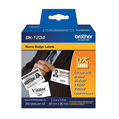 Brother DK1234 Die-Cut Name Badge Paper Labels (White, 260 Labels, 2.3 x 3.4