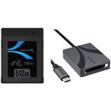 Sabrent 512GB Rocket CFX CFexpress Type B Memory Card with Card Reader Kit CF-XTBT-512