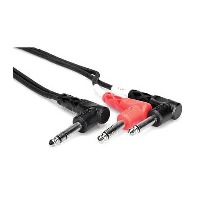 Hosa Technology Stereo 1/4" Angled Male to 2 Mono 1/4" Angled Male Y-Cable - 3.3' STP-201RR