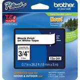 Brother TZe241 Laminated Tape for P-Touch Labelers (Black on White, 0.75" x 26.2') TZE-241
