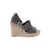Treasure & Bond Wedges: Slip On Platform Boho Chic Gray Print Shoes - Women's Size 8 1/2 - Open Toe