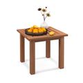 Costway Patio Hardwood Square Side Table with Slatted Tabletop