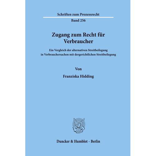 Zugang zum Recht für Verbraucher. – Franziska Hidding