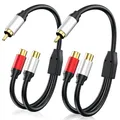 0.3m 1FT RCA Audio Cable 1 Male to 2 Female RCA Y Splitter Adapter Cord Gold Plated Plug for Speaker