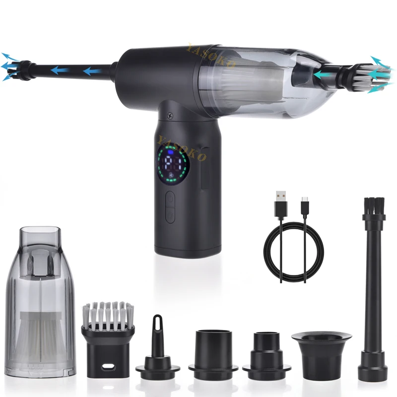 Portable Air Blower & Vacuum Cleaner 2 in 1 Compressed Air Duster 7500mAh Cordless Duster Blower for Keyboard Computer Cleaning