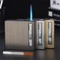 Automatic Pop-Up Cigarette Case with Inflatable Lighter Holds 20 Cigarettes Anti-Pressure Metal